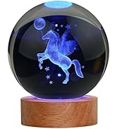 JANARARY Large 3D Horse Lamp, Crystal Night Light 16 Color Changing with Remote Control for Bedro...