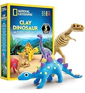 NATIONAL GEOGRAPHIC Clay Dinosaur Arts & Crafts Kit - Dinosaur Air Dry Clay for Kids with 5 Clay ...