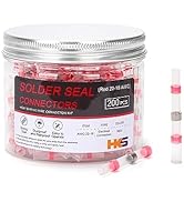 HKS 200 PCS Solder Seal Wire Connectors - Red 22-18 AWG - Heat Shrink Solder Butt Connectors - Au...