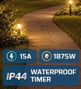 DEWENWILS 24H Mechanical Timer Outlet, 2 Grounded Outlets, 15A, 2 Pack | Outdoor, Waterproof, 1/2...