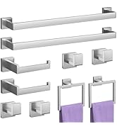 10-Pieces Brushed Nickel Bathroom Accessories Set, 23.6 Inch Bath Towel Bar Set, Stainless Steel ...