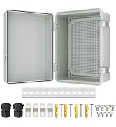 Joinfworld Outdoor WiFi Enclosure 15.7x11.8x7.1" Weatherproof Electrical Box Stainless Steel Latc...