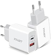 European Travel Plug Adapter, GLUGRU 2-Pack 20W Dual Port USB C Wall Charger Type C Fast Charging...