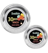 Sveikie 60-Piece Silver Disposable Plate Set - 30 9-inch and 30 7-inch Silver Dessert Paper Plate...