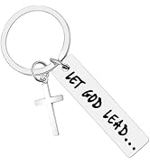 PLwelth Cross Keychain for Women Men Christian Cross Keyring Inspirational Keychain Let God Lead ...