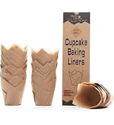 Bake Choice 200pcs Natural Tulip Cupcake Liners for Baking Cups Unbleached European Parchment pap...
