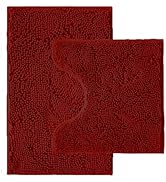 Bathroom Rugs Sets 2 Piece,Super Absorbent Chenille Bath Mats and U-Shaped Toilet Rug,Strong PVC ...