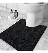 Grandaily Chenille Striped Toilet Rugs U-Shaped 24x20, Extra Soft and Absorbent Bathroom Rugs, No...