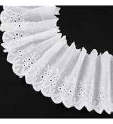 FINGERINSPIRE 15Yard Cotton Lace Ribbon 3-5/8inch Wide White Cotton Eyelet Lace Sewing Trim Wave ...