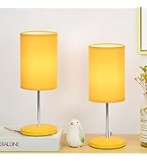 Lampwell Alee Small Table Lamp for Living Room as Bedside Table Lamp for Bedroom,Set of 2,Yellow ...