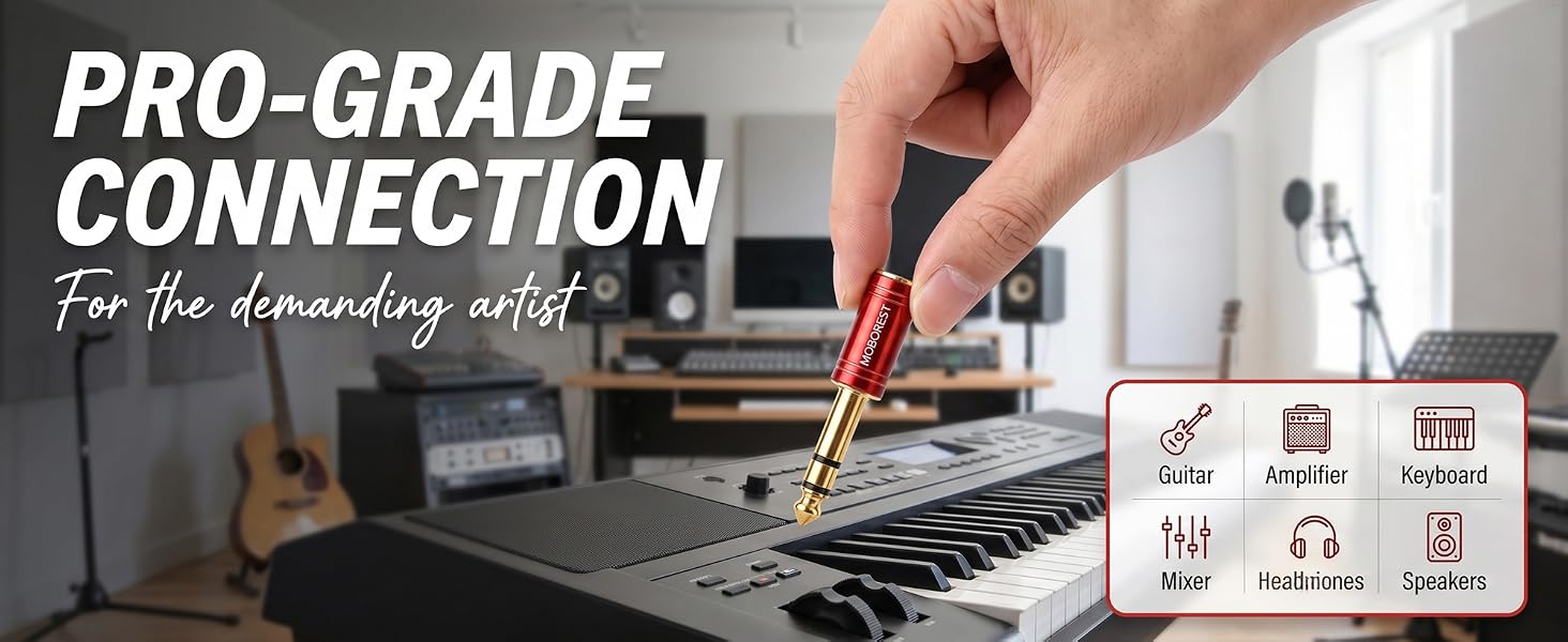 3.5mm to 1/4'' Stereo Audio Adapter, 3.5mm to 1/4'' (6.35mm) Headphone Adapter