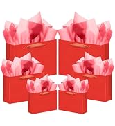 qiqee 10PCS Red Gift Bags with Ribbon Handles Mulit Assorted Sizes Gift Wide Bags (2pcs Large 13"...
