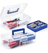 Elsjoy 2 Pack Small Plastic Tool Box with Handle, 2-Layer Clear Tool Storage Organizer with Remov...