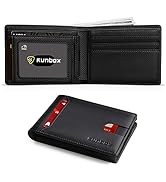 RUNBOX Wallet for Men Slim 11 Credit Card Holder Slots Leather RFID Blocking Small Thin Men's Wal...