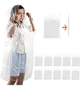KAshack 10-Pack Disposable Rain Ponchos for Adults with Hood Emergency Rain Poncho for Camping Hi...