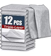Navona 12 Pcs New Upgrade Steel Wire Dishcloth,Triple-Layer Steel Wire Cleaning Cloth,Powerful Cl...