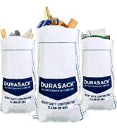 DURASACK Heavy Duty Contractor Bag, 40-Gallon Reusable White Woven Polypropylene Construction Dem...