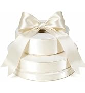 Ivory Satin Ribbons Set Total 125 Yards Wide Ribbon for Flower Bouquet Bows | 3Rolls Double Fabri...