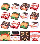 WLUSEAXI 12Pack Small Christmas Gift Boxes with Lids,6.7 * 6.7 * 3.2 Inch Cartoon Christmas Cooki...