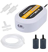 Uniclife Aquarium 15 GPH Nano Air Pump Quiet White Oxygen Aerator with Air Stone and Airline Tubi...