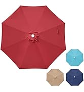 HealSmart 9' Patio Umbrella Replacement Canopy Cover with 8 Ribs, Outdoor Table Market Yard Umbre...