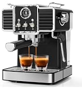 SECPOEDR 20Bar Semi Automatic Retro Espresso Machine with Milk Frother | PID Temperature Control ...