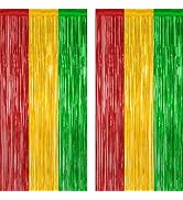 2 Pack Black History Month Decorations, 3.28 FT x 7.05 FT Backdrop Curtains, Red Yellow Green Col...