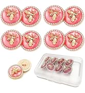 8pcs Metal Buttons for Clothes, Gold Metal Button with Bees Pattern and Pink Rhinestone, 18mm/0.7...