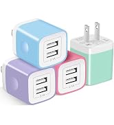 X-EDITION USB Wall Charger, 4-Pack 2.1A Dual Port USB Cube Power Adapter Charger Plug Charging Bl...