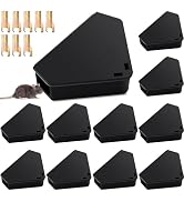 Qualirey 12 Pcs Mice Station with Key Triangle Bait Station Reusable Rodent Trap Bait Box, Keeps ...