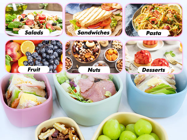 Pink Blue Green Yellow Sandwiches Salad Pasta Snack Kids Meal Prep Home Kitchen Christmas Prime Day