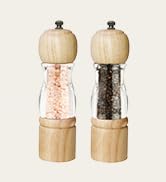 ManGotree Wooden Salt and Pepper Grinder Set with Acrylic Visible Window, Manual Adjustable Coars...