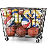 Mythinglogic Rolling Sports Ball Storage Cart, Sports Lockable Ball Storage Locker with Elastic S...