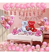 GYIPFIPA Valentines Day Balloons Set with I Love You Balloons Heart Shaped Balloons, Bear Balloon...