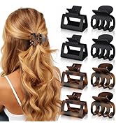 Oeusnael 8 PCS Medium Hair Clips for Women Girls - 2 Styles Rectangle Small Claw Clips for Thin T...