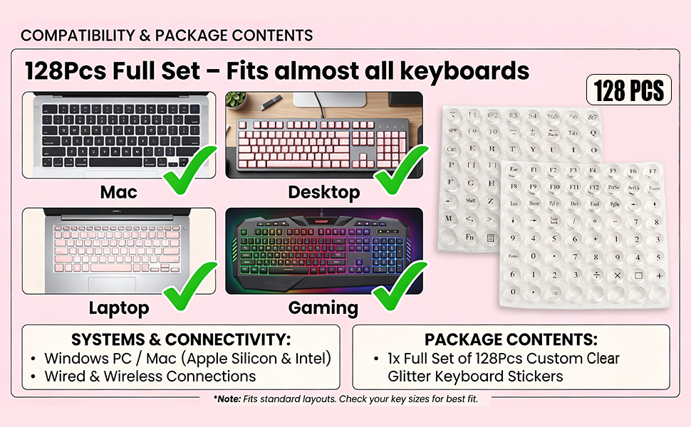 Raised Keyboard Stickers for Long Nails Bling Keyboard Bubbles