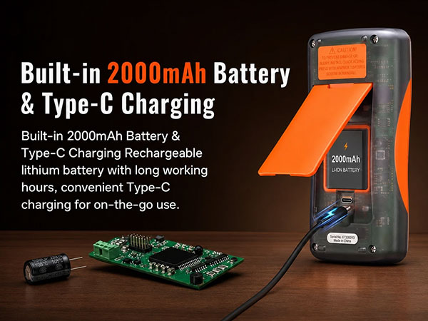 Built-in 2000mAh Battery& Type-C Charging