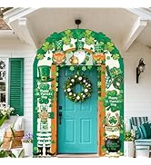 WADORN Happy St.Patrick's Day Door Banner Decorations, Irish Green Good Luck Clover Dwarf Banners...