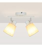 LTBLIGHT 2-Light Track Lighting, Flexible Adjustable Ceiling Light with White Linen Shade, Simpli...