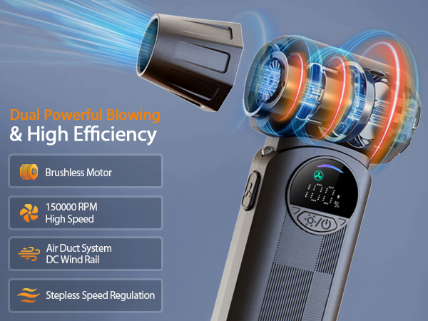 150000 rpm brushless air blower for car vents and pc keyboard dust cleaning with high airflow