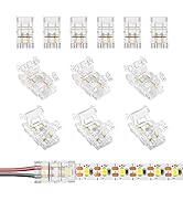 VIPMOON 12 Pcs 2 Pin LED Strip Light Connectors Strip to Wire Quick Connectors 8mm Wide Solderles...
