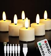 FPOO Flameless USB Recgargeable Tea Candles with Timer, 12 PCS Electric Color Changing Flickering...