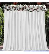Joydeco White Curtains Backdrop for Wedding Parties, Photo Backdrop Curtains for Wedding Decorati...