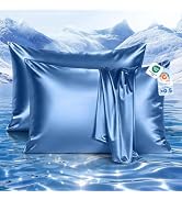 Elegear Cooling Pillow Cases Set of 2 for Hot Sleepers, Soft Silky Satin Pillowcase for Hair & Sk...