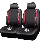CAR PASS Leather Bling Diamond Car Seat Covers 2 Front Interior Sets, Waterproof Universal Shinin...