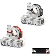 Yiwview Battery Terminal Connectors, 2PCS 3-Way Top Post Battery Cable Clamp Kit, 12V Positive Ne...