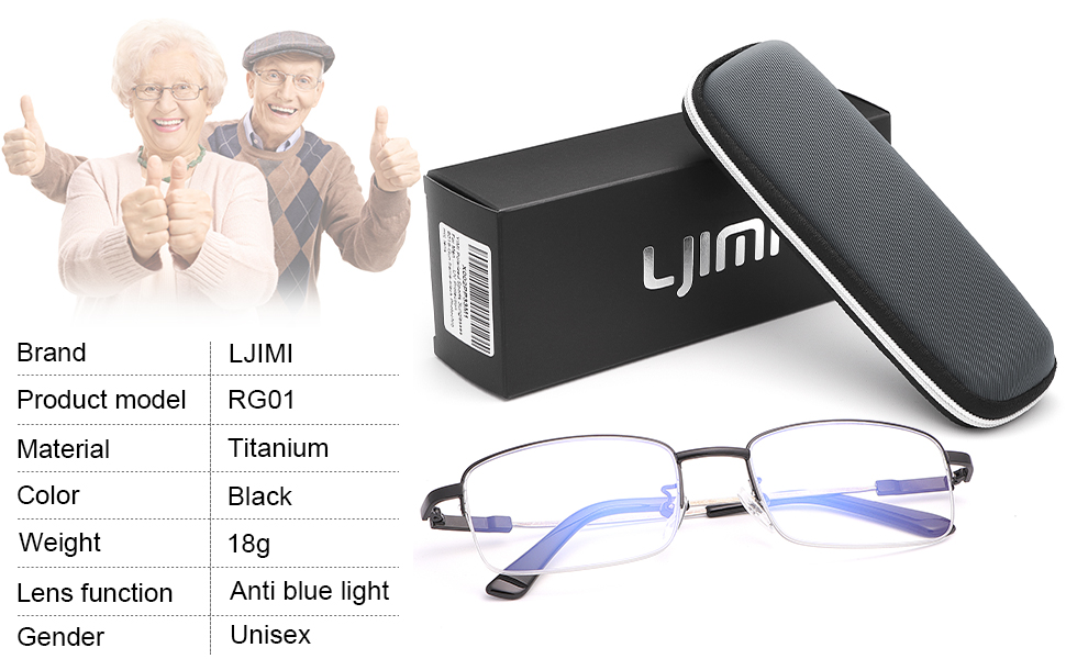 LJIMI Clear Multifocus Trifocal Lens Classic Readers