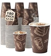 Huifany 12 oz 180 Pack Coffee Cups Disposable Thickened Paper Coffee Cups | Disposable Paper Cups...