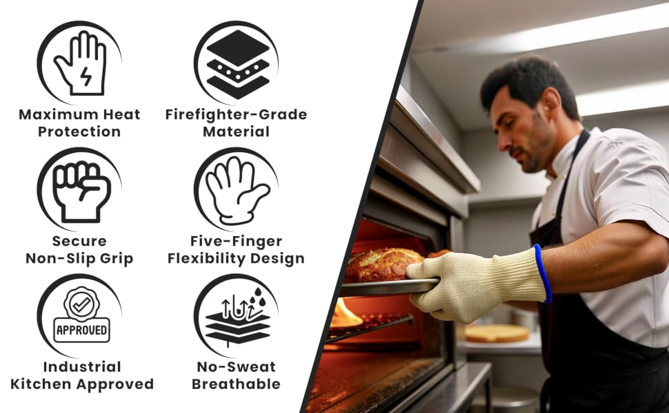 Heat resistant gloves BBQ gloves Grilling gloves Oven mitts Cooking gloves Fireplace gloves