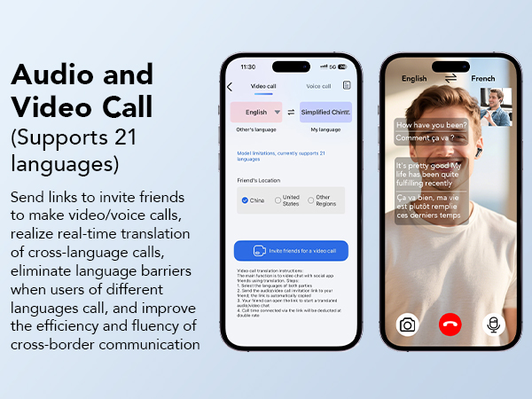 Audio and Video Call (Supports 21 languages)
